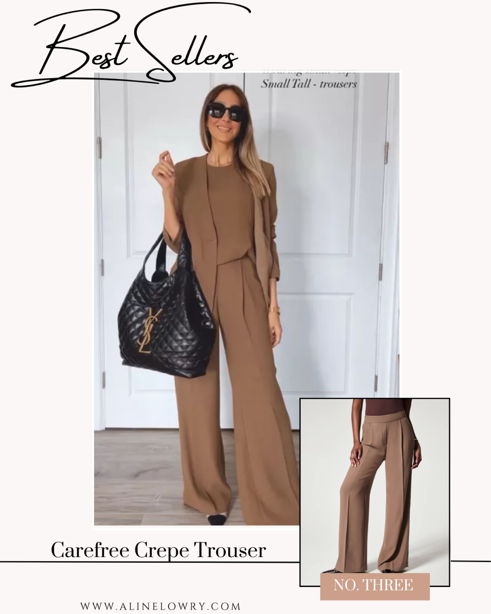 Top Three of this week! Carefree crepe / AMAZING fitting and looks so chic and classy Runs true to size Wearing a size small for the tops and small tall for trousers Use code : ALINEXSPANX for 10% off and free shipping