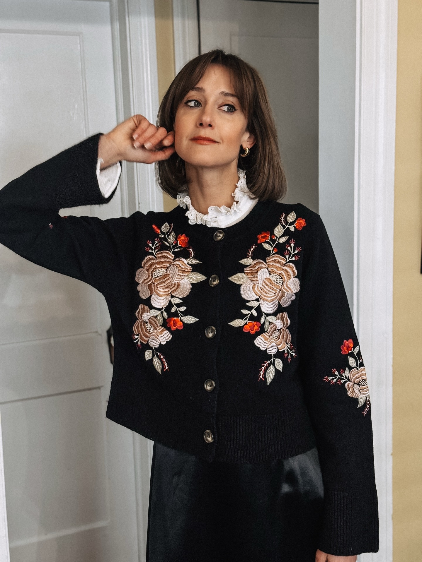 Living my finest alpine dreams in this beautiful embroidered @farmrio sweater while I binge watch every winter Olympic sport. #farmriolovers#LTKValentine 

#LTKSeasonal #LTKOver40