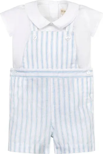 Layette Baby Boy Linen Shortie Overall and Top 2-Piece Set, Infant | Nordstrom