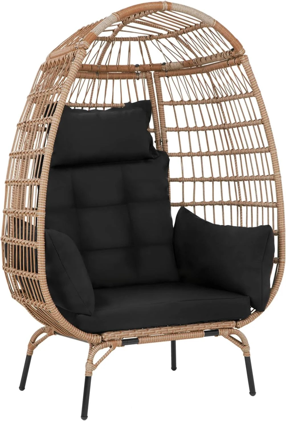 YRLLENSDAN Egg Chair Indoor Outdoor Egg Basket Lounge Chair Rattan Chair Steel Frame Oversized In... | Walmart (US)