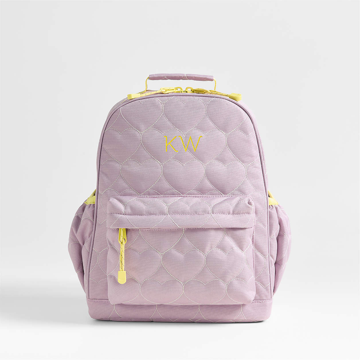 Quilted Purple Heart Medium Kids Backpack with Side Pockets + Reviews | Crate & Kids | Crate & Barrel