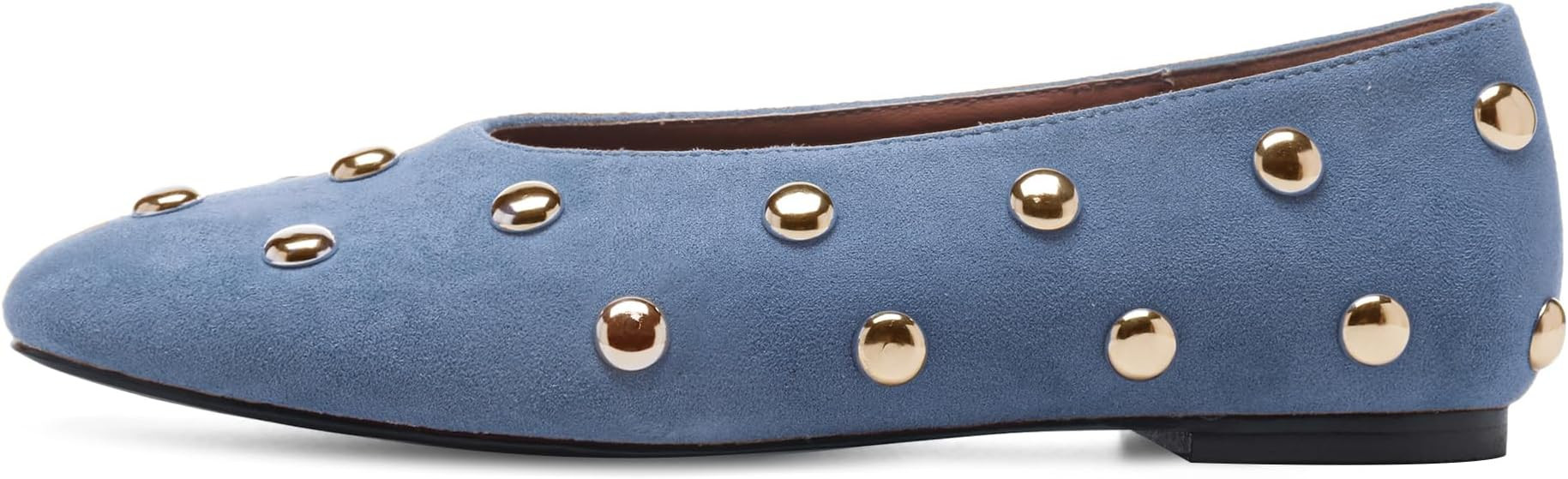 Studded Flats for Women Suqare Toe Slip on Suede Ballet Flats Comfortable Walking Studs Ballet Sh... | Amazon (US)