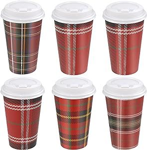 Vesici 48 Pcs Christmas Paper Cups Disposable Coffee Cup with Lids Christmas Cups Coffee Bar Supp... | Amazon (US)
