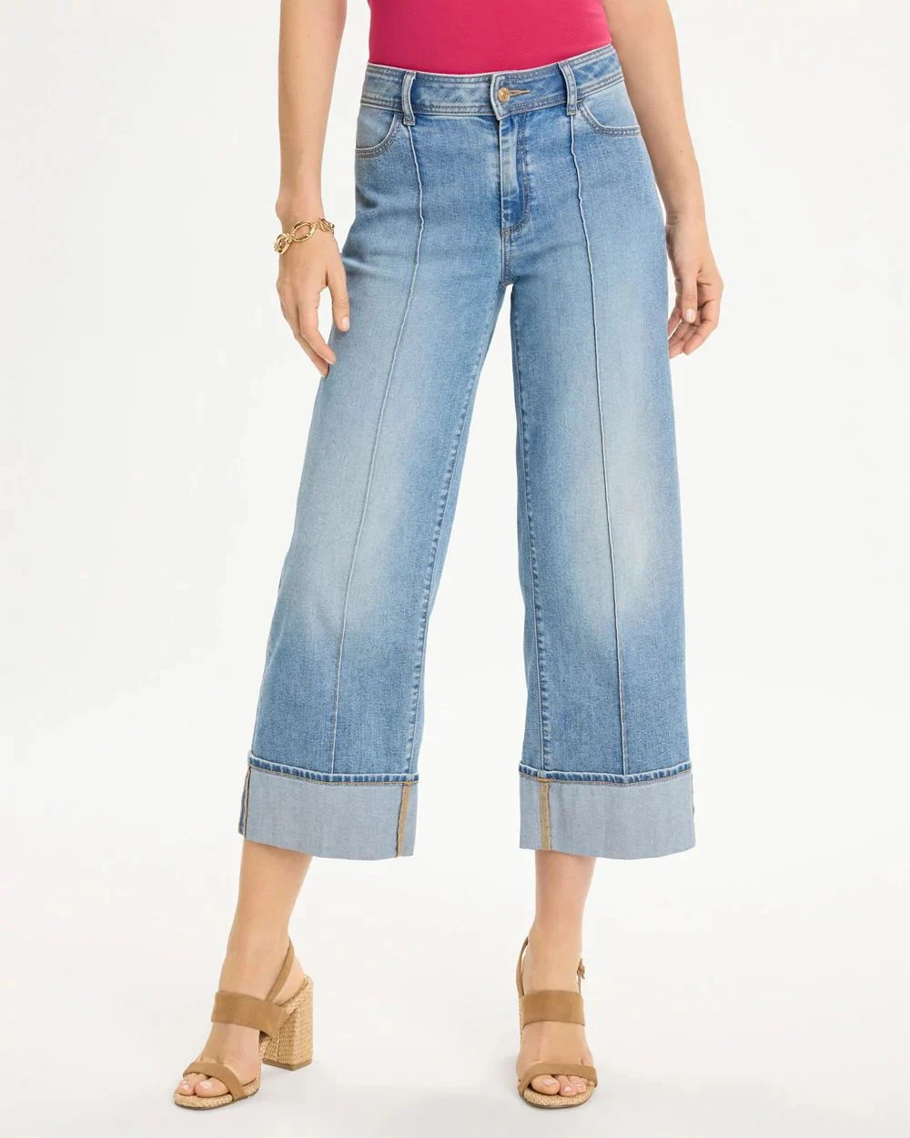 Pintuck High-Cuff Cropped Jeans | Chico's
