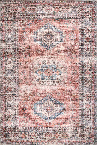 Peach Zia Persian Washable Area Rug | Rugs USA