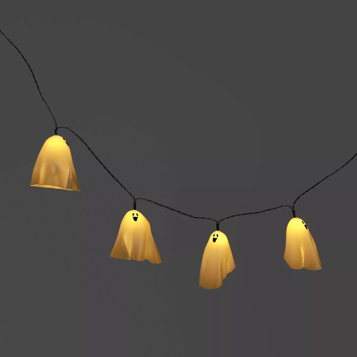 20ct Fabric Happy Ghost Halloween Indoor Outdoor Novelty String Lights with Warm White LEDs - Hyd... | Target