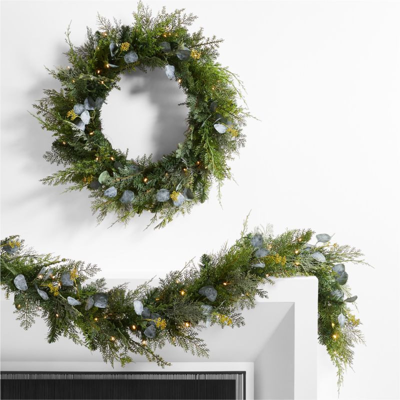 Eucalyptus and Pine Holiday Wreath and Garland Set + Reviews | Crate & Barrel | Crate & Barrel