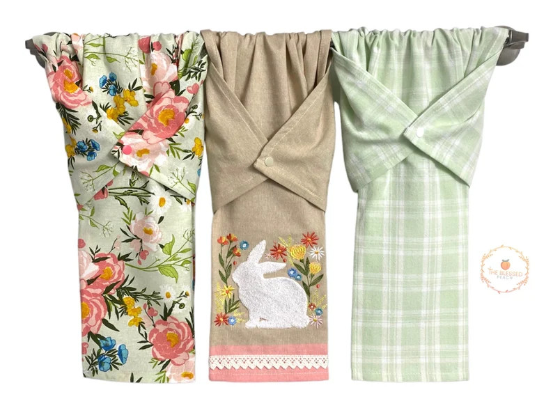 Easter kitchen tea towel, stay put towel, kitchen dish towel, hand drying towel, hanging hand tow... | Etsy (US)