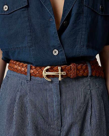 Anchor-buckle belt in Italian leather | J.Crew US