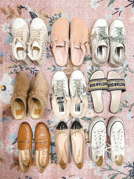 Shoes I’ll be wearing this fall - high top sneakers, Birkenstock Boston clogs, golden goose sneakers and mules, Dior sandals in a fall color way, mules, loafers, ballet flats, converse high tops




#LTKshoecrush #LTKSeasonal #LTKfindsunder100
