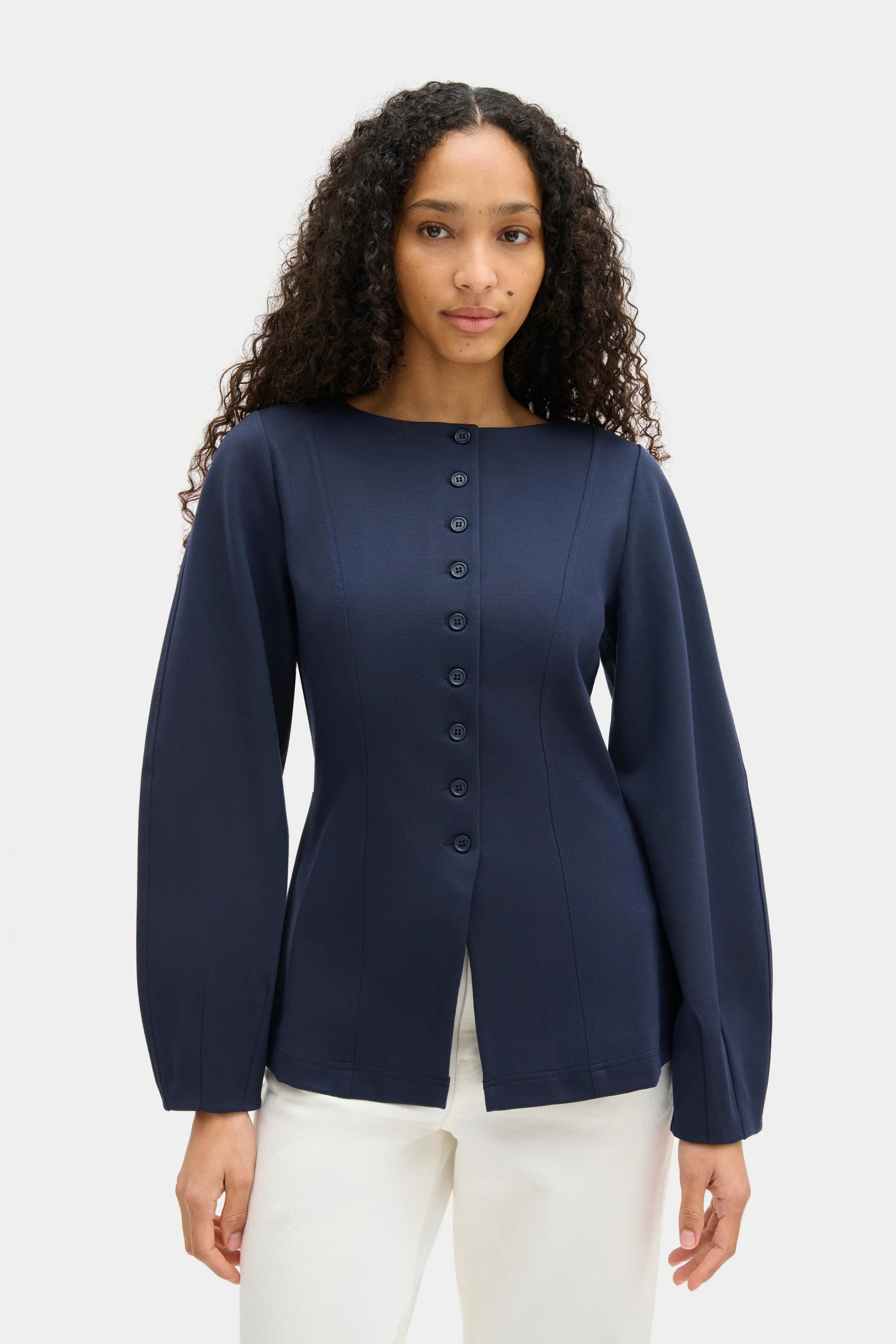ALIGNE Ponte Waisted Cardigan - Blue | Bonnie | ALIGNE UK & EU