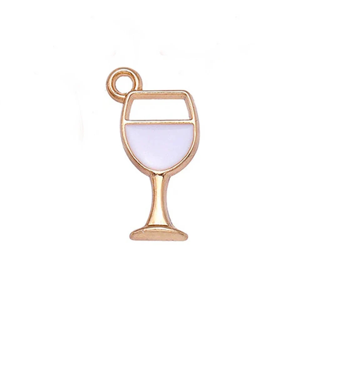 Enameled White Wine Charm - Etsy | Etsy (US)