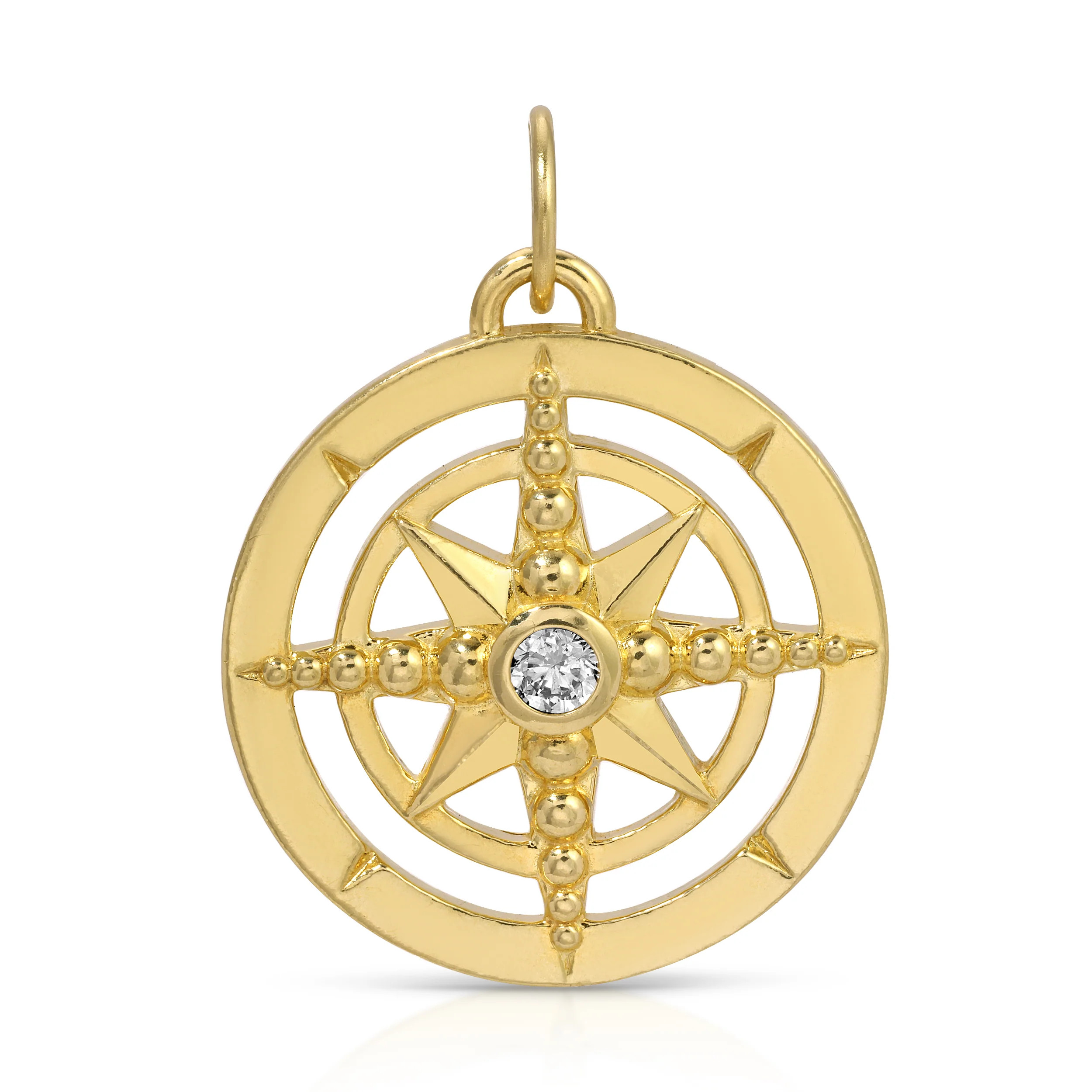 Find Your Way Pendant | Gold Compass Charm | Maya Brenner | Maya Brenner
