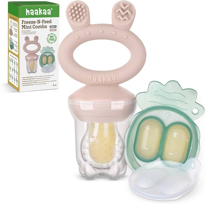 Haakaa Baby Fruit Food Feeder & Mini Freezer Nibble Tray Combo, Breastmilk Popsicle Molds for Bab... | Amazon (US)