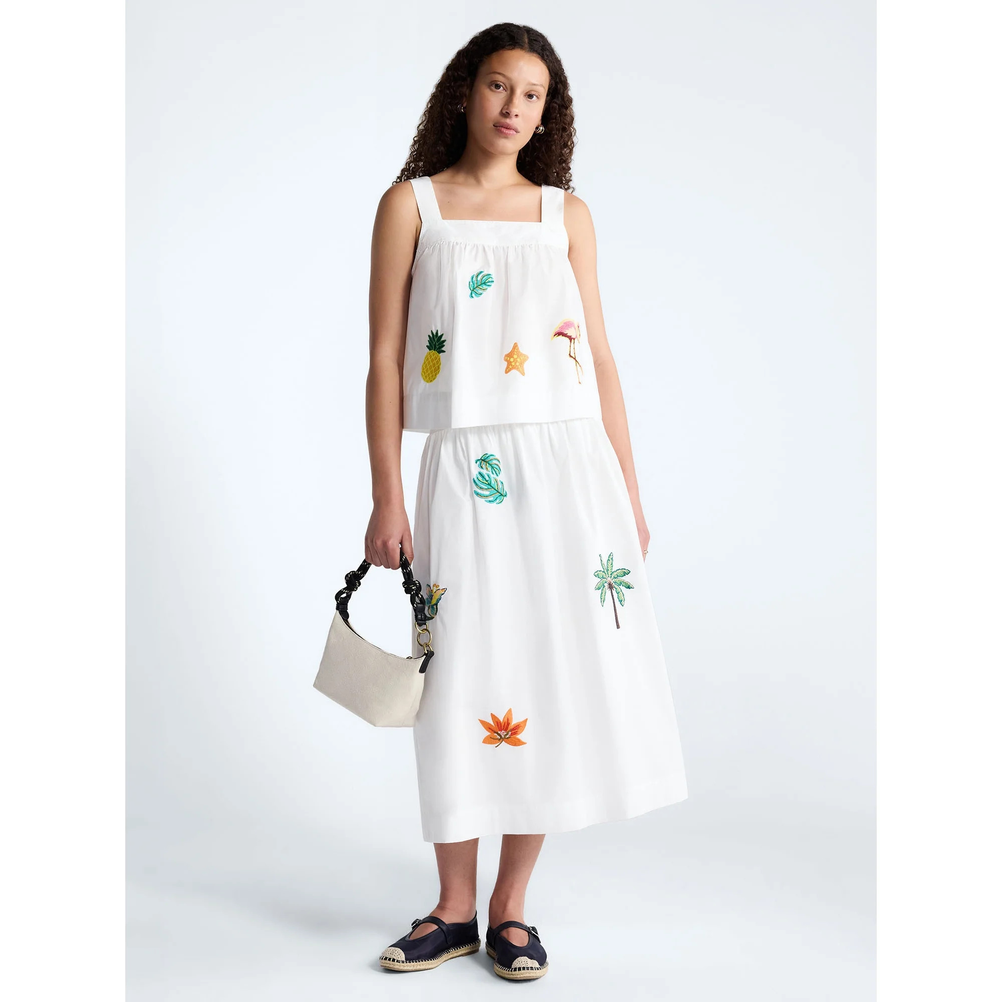 Free Assembly Women's and Women’s Plus Embroidered Cotton Square Neck Top, Sizes XS-4X | Walmart (US)