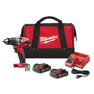 Milwaukee M18 18V Lithium-Ion Brushless Cordless 1/2 in. Compact Drill/Driver Kit with (2) 2.0 Ah... | The Home Depot