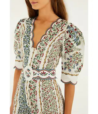 Farm Rio Fruit Beauty V-Neck Short Sleeve Off-White Mini Cutout Romper | Dillard's | Dillard's