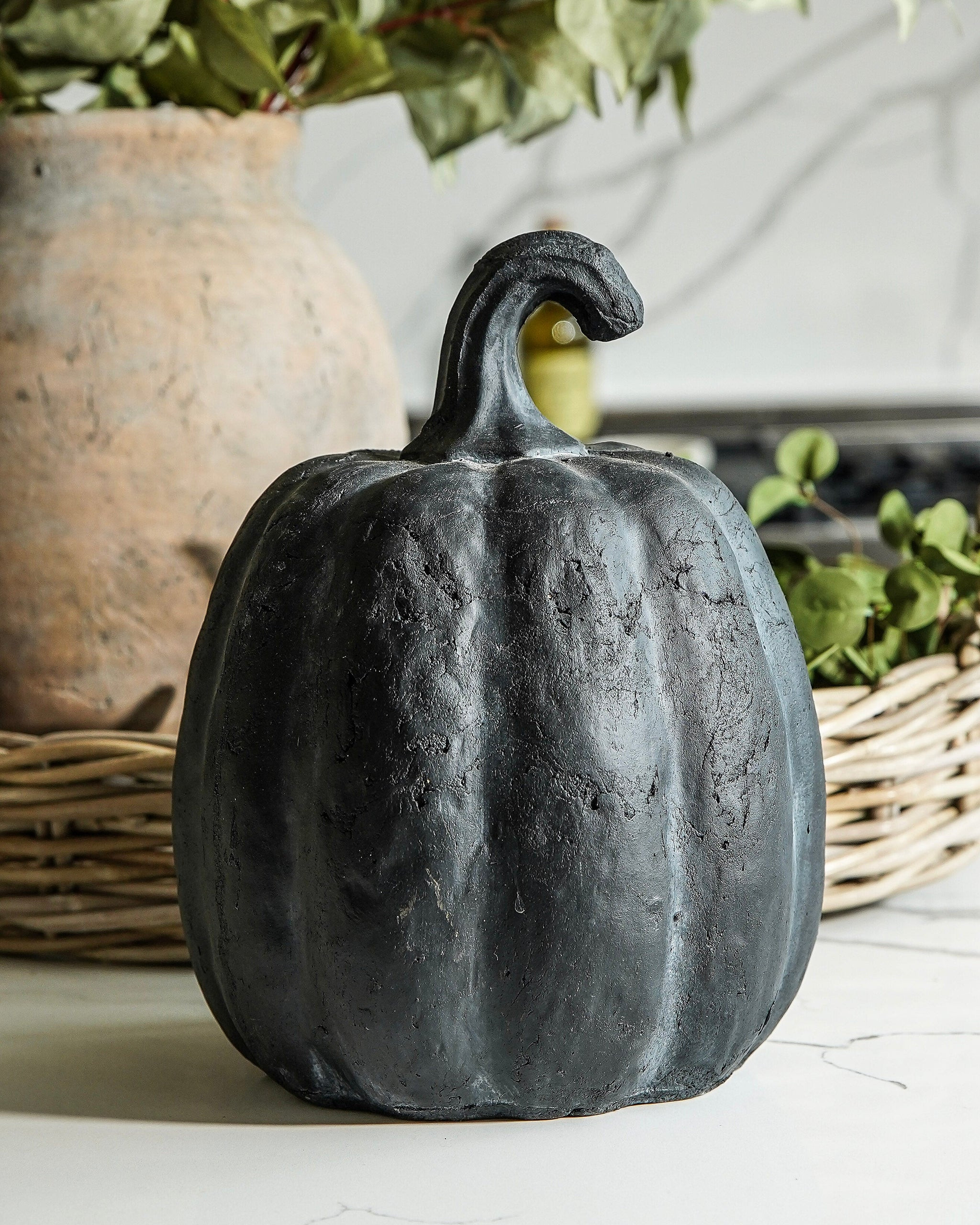Black Terracotta Pumpkin | Large | MJHome