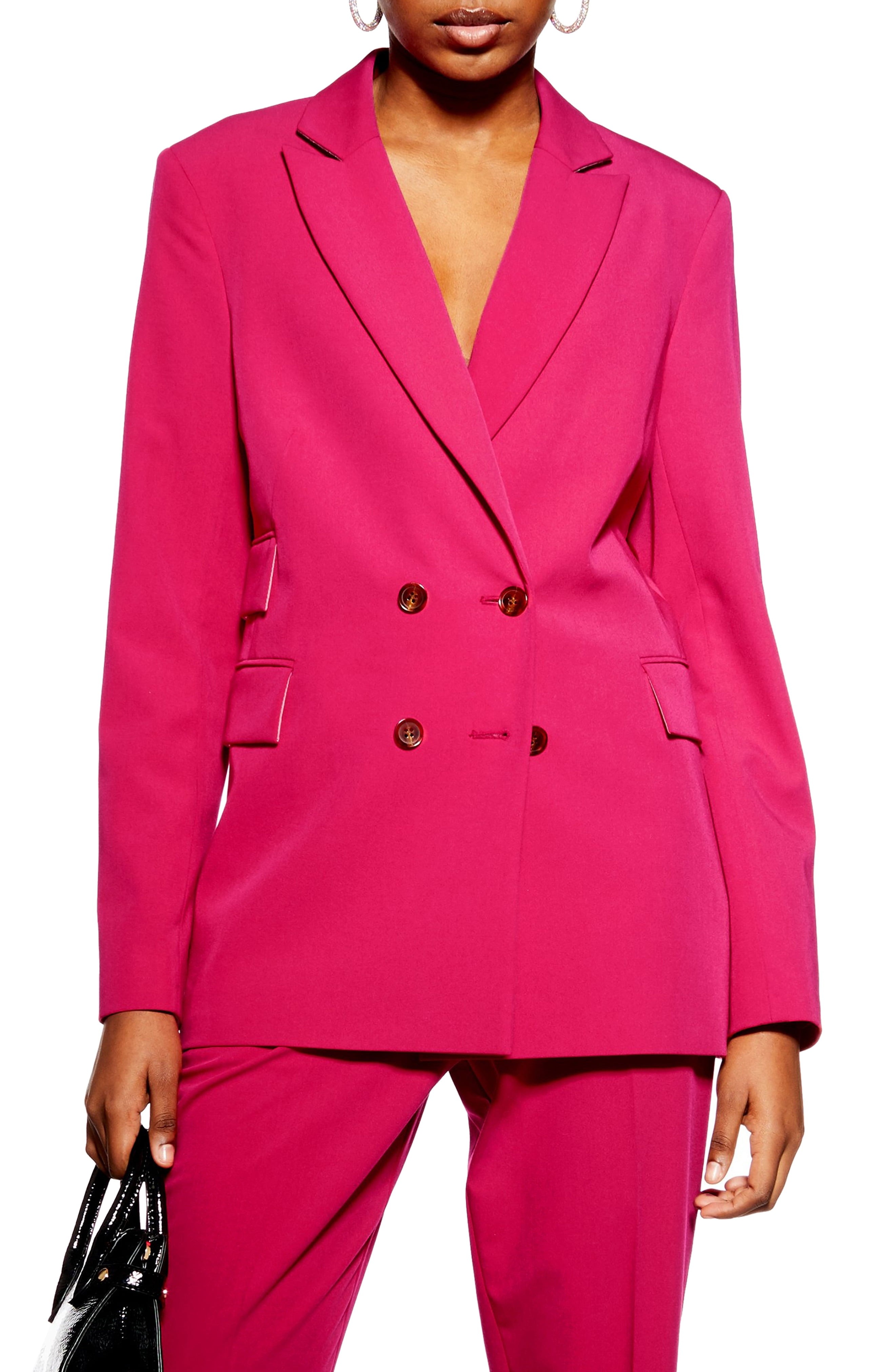 Women's Topshop Double Breasted Jacket, Size 2 US (fits like 0) - Pink | Nordstrom
