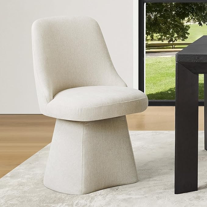 Swivel Dining Chair Mid Century Modern DeskChair High Back Upholstered Linen Fabric SideChair for... | Amazon (US)