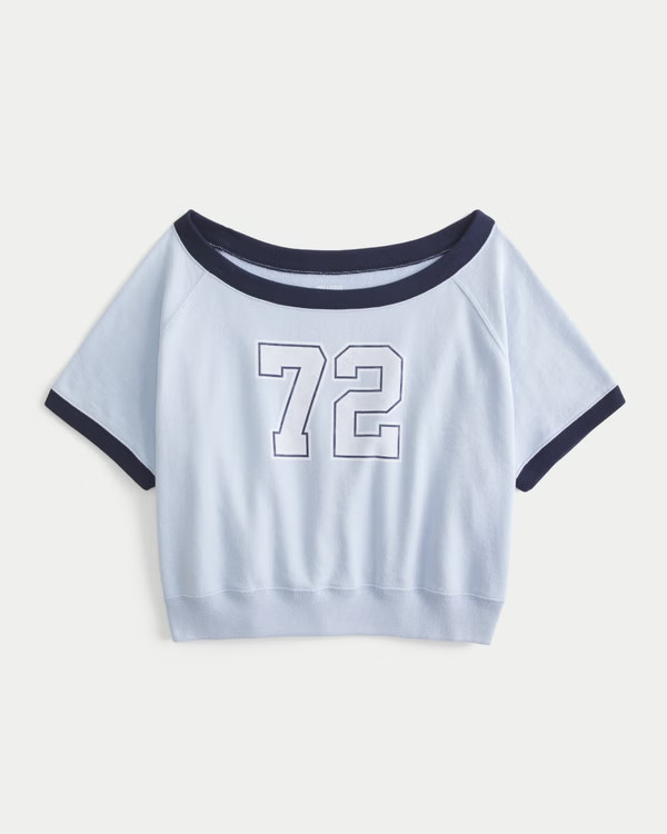 Women's Easy Short-Sleeve Terry Fleece Graphic Sweatshirt | Women's Clearance | HollisterCo.com | Hollister (US)