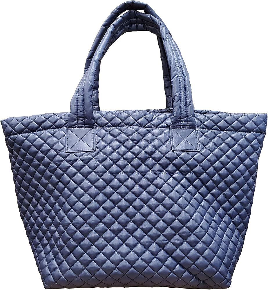 Comfortable Lightweight Large Quilted Tote bag with Pouch water repellent NAVY | Amazon (US)