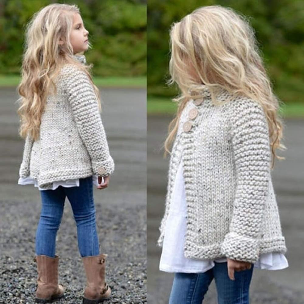 Toddler Baby Girls Autumn Winter Clothes Button Knitted Sweater Cardigan Cloak Warm Thick Coat | Amazon (US)