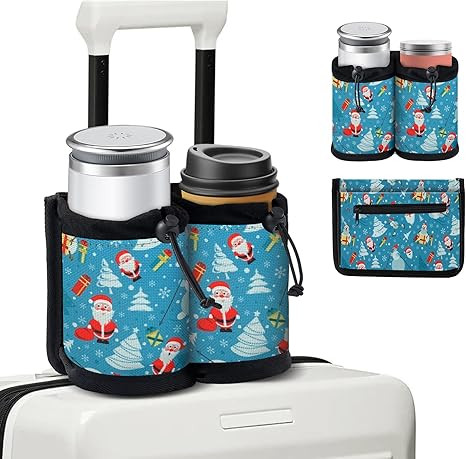 Luggage Cup Holder, Christmas Coffee Sleeve Drink Cup Large Beverages suitcases Flying Travel Ess... | Amazon (US)