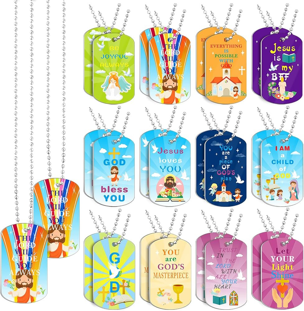 24 Pieces Christian Dog Tag Necklace Set, Bible Verse Religious Necklaces for Inspirational Party... | Amazon (US)