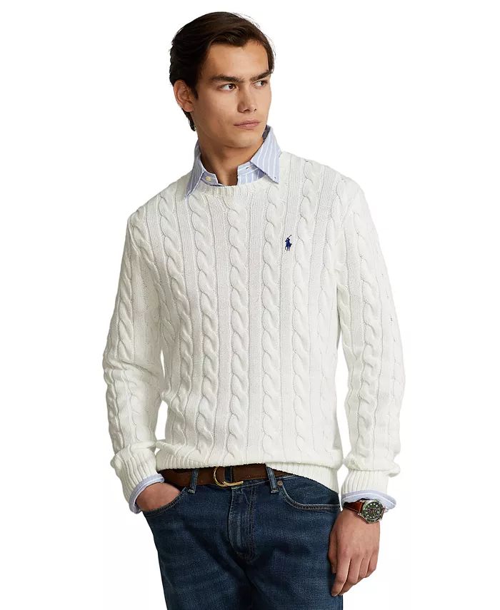 Men's Cable-Knit Cotton Sweater | Macys (US)