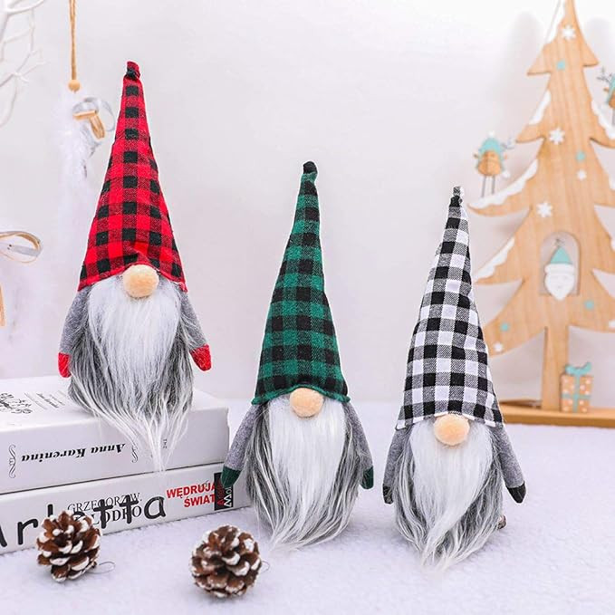 Gnomes Christmas Decorations 3PC Handmade Santa Scandinavian Tomte Plush Gnom, Home Tabletop Orna... | Amazon (US)