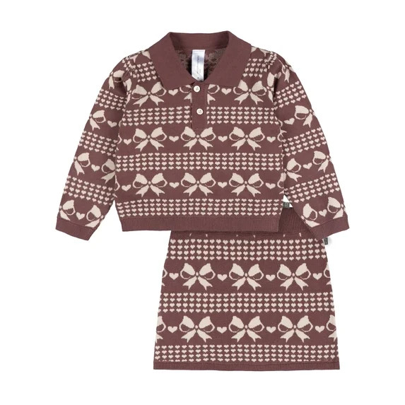 Modern Moments by Gerber Toddler Girl Jacquard Skirt Outfit Set, 2-Piece, Sizes 12 Months - 5T | Walmart (US)