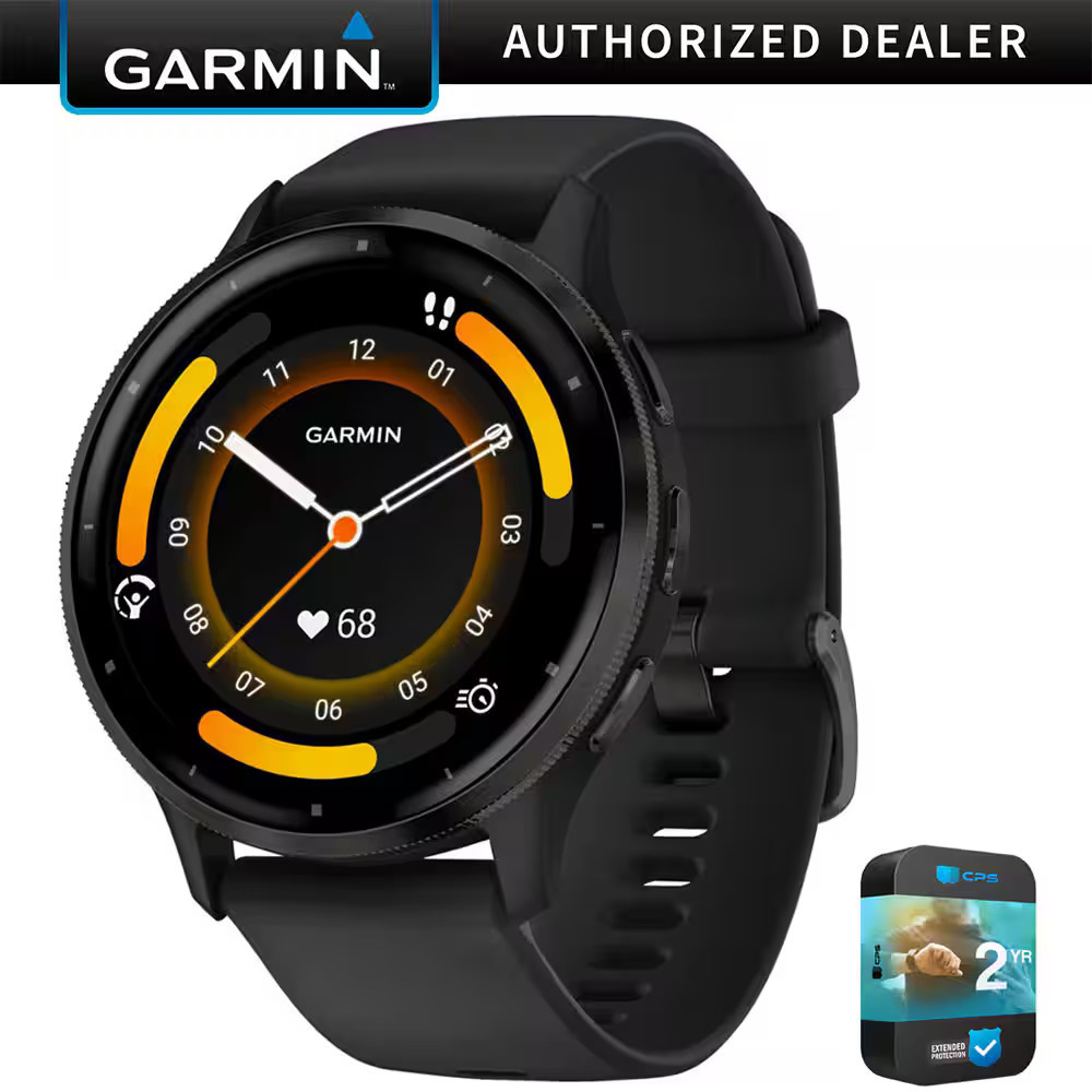 Garmin - Venu 3 Fitness GPS Smartwatch 45mm + Extended Warranty Bundle - Slate Stainless Steel Bezel with Black Band - (2023) | Best Buy U.S.