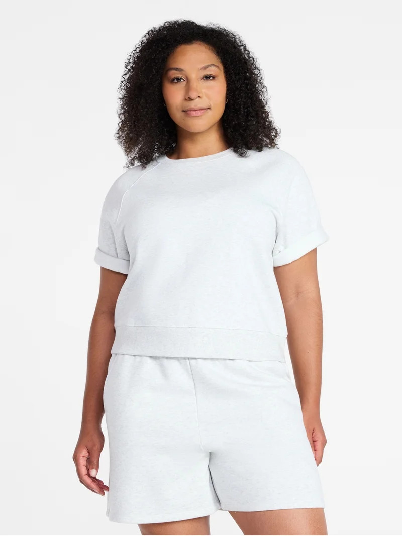 Time and Tru Women's Boxy Sweatshirt with Short Sleeves, Size XS-XXXL | Walmart (US)
