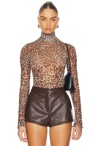 NBD Mira Sheer Bodysuit in Leopard from Revolve.com | Revolve Clothing (Global)