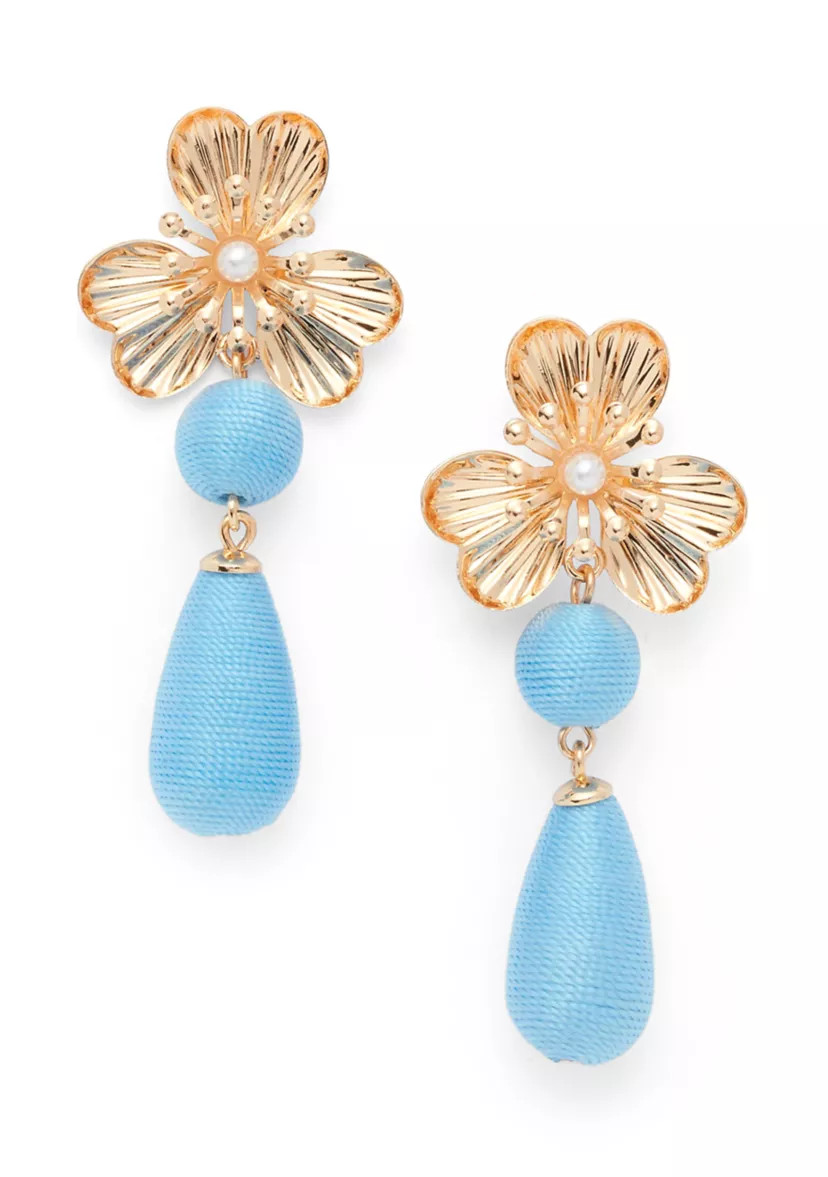 Flower Thread Double Drop Earrings | Belk