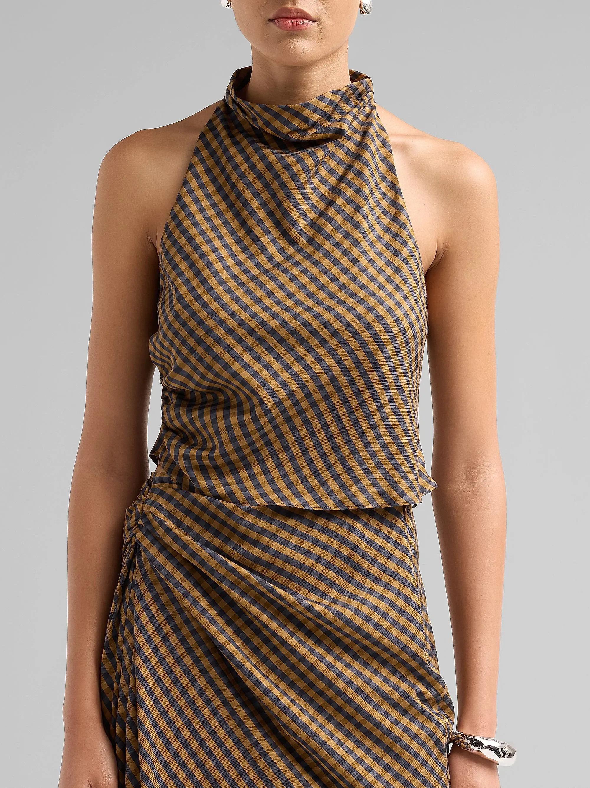 Women's Penelope Gingham Sleeveless Top - Pecan Navy - Size 6 | Saks Fifth Avenue