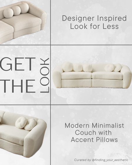 Get the designer inspired look with this modern minimalist couch find that comes with 5 accent pillows to complete the look...I can't believe the price! 

Amazon home // Amazon furniture // boucle couch // designer dupe couch modern // curved sofa // Amazon styled home // modern minimalist home

#LTKSaleAlert #LTKFamily #LTKHome