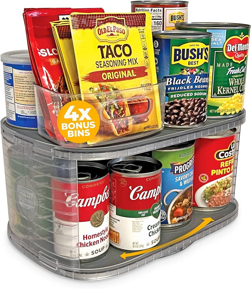 Mighty Susan Kitchen Organizer for Canned Goods: 2-Tiered Robust Turntable Organizer for Cabinet/... | Amazon (US)