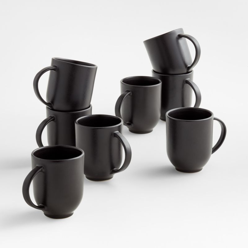 Craft 11.75-oz. Matte Black Stoneware Mugs, Set of 8 + Reviews | Crate & Barrel | Crate & Barrel