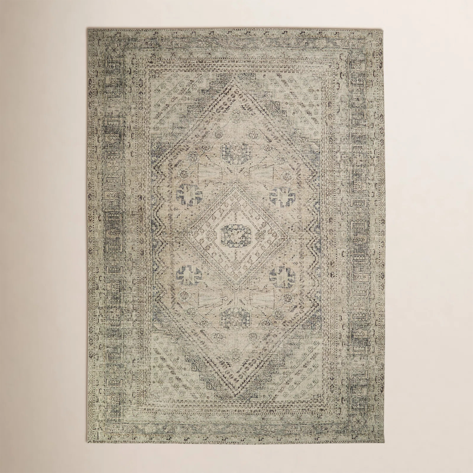 Magnolia Home By Joanna Gaines X Loloi Sinclair Machine Washable Natural / Sage Area Rug | Birch Lane