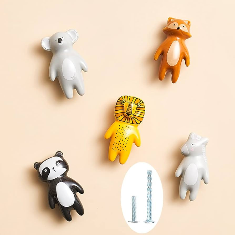 YOUYOUULU 5Pcs Cute Animal Knobs Kids Handles Ceramic Knobs Children's Room Door Nursery Cupboard... | Amazon (US)