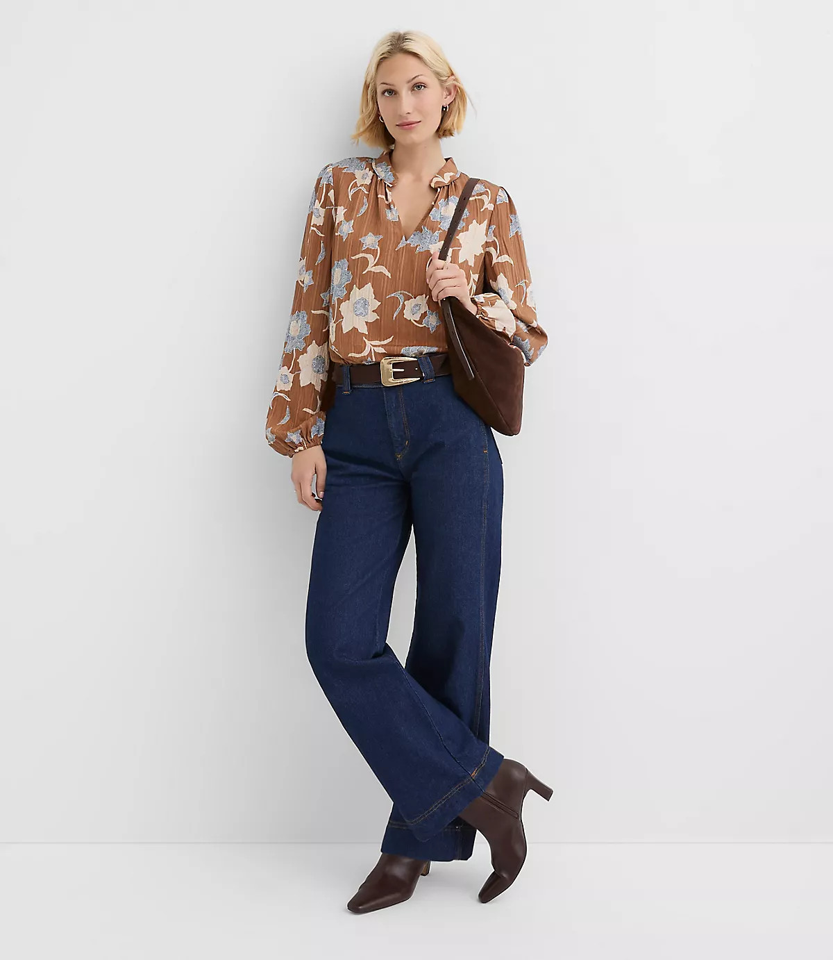 Striped Modern V-Neck Blouse | LOFT