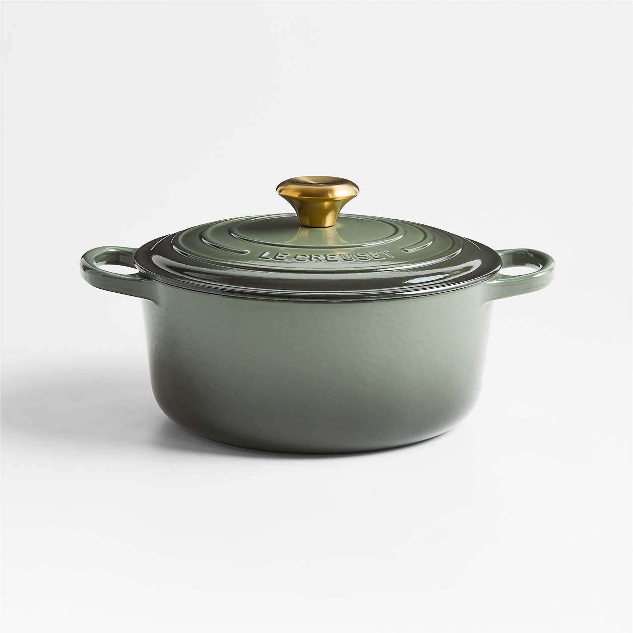 Le Creuset Signature 4.5-Qt. Thyme Enameled Cast Iron Round Dutch Oven + Reviews | Crate & Barrel | Crate & Barrel