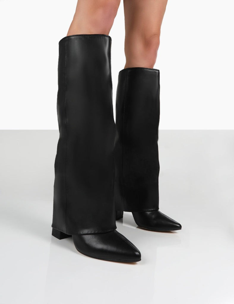 Zendaya Black Pointed Toe Knee High Boots | Public Desire (US & CA)