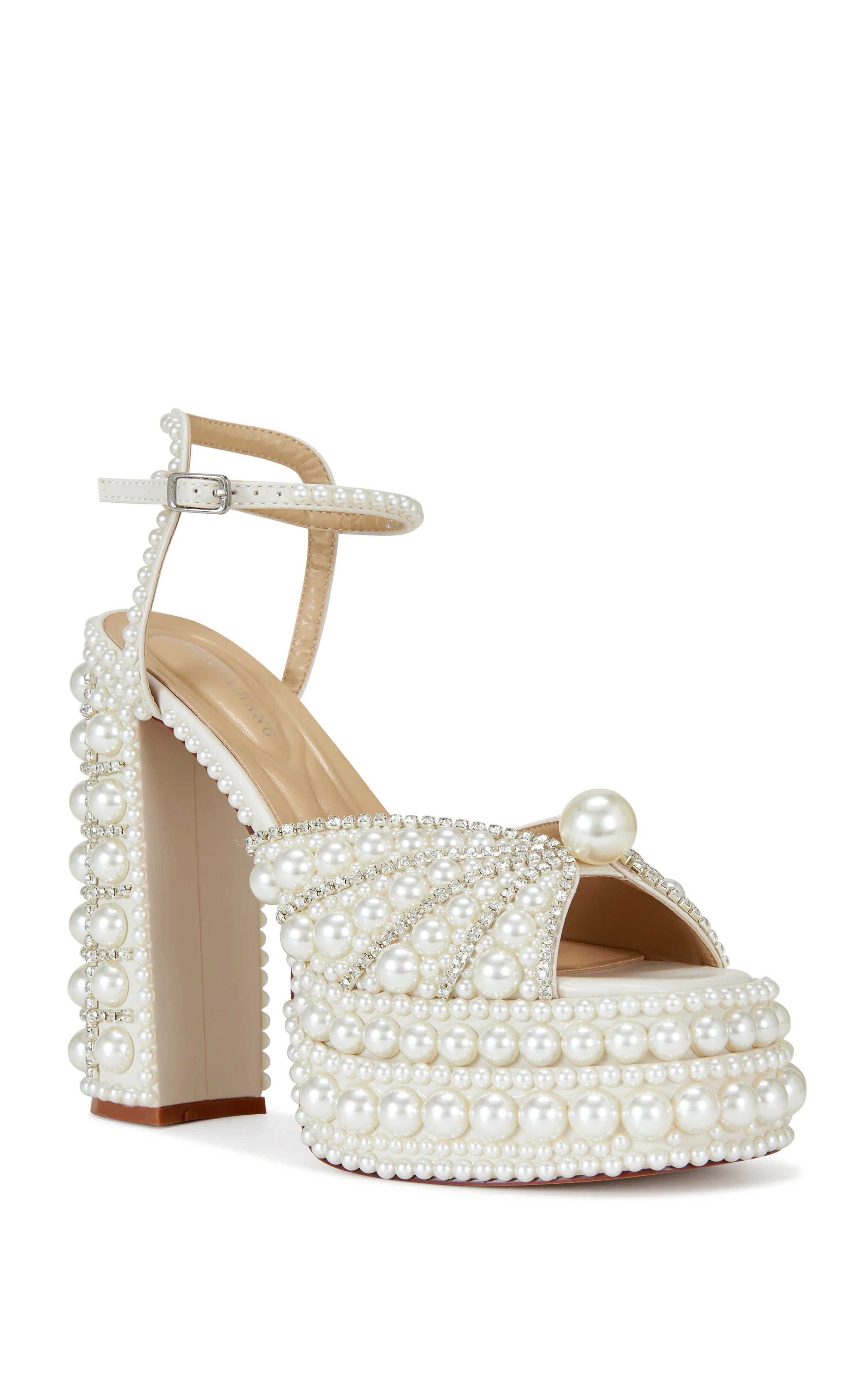 ASTRELLA-WHITE PLATFORM HEELED SANDAL | Azalea Wang