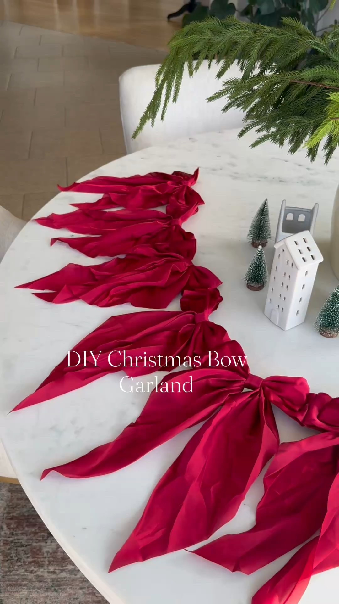 DIY Christmas Bow Garland — using hot glue gun and premade ribbons to create this beautiful Anthro like garland! Great for sideboard, mantel, or anywhere! 

#christmasdiy #christmas #christmasdecor #bowgarland #garland #christmas #amazon #founditonamazon #home 

#LTKHome #LTKHoliday #LTKSeasonal