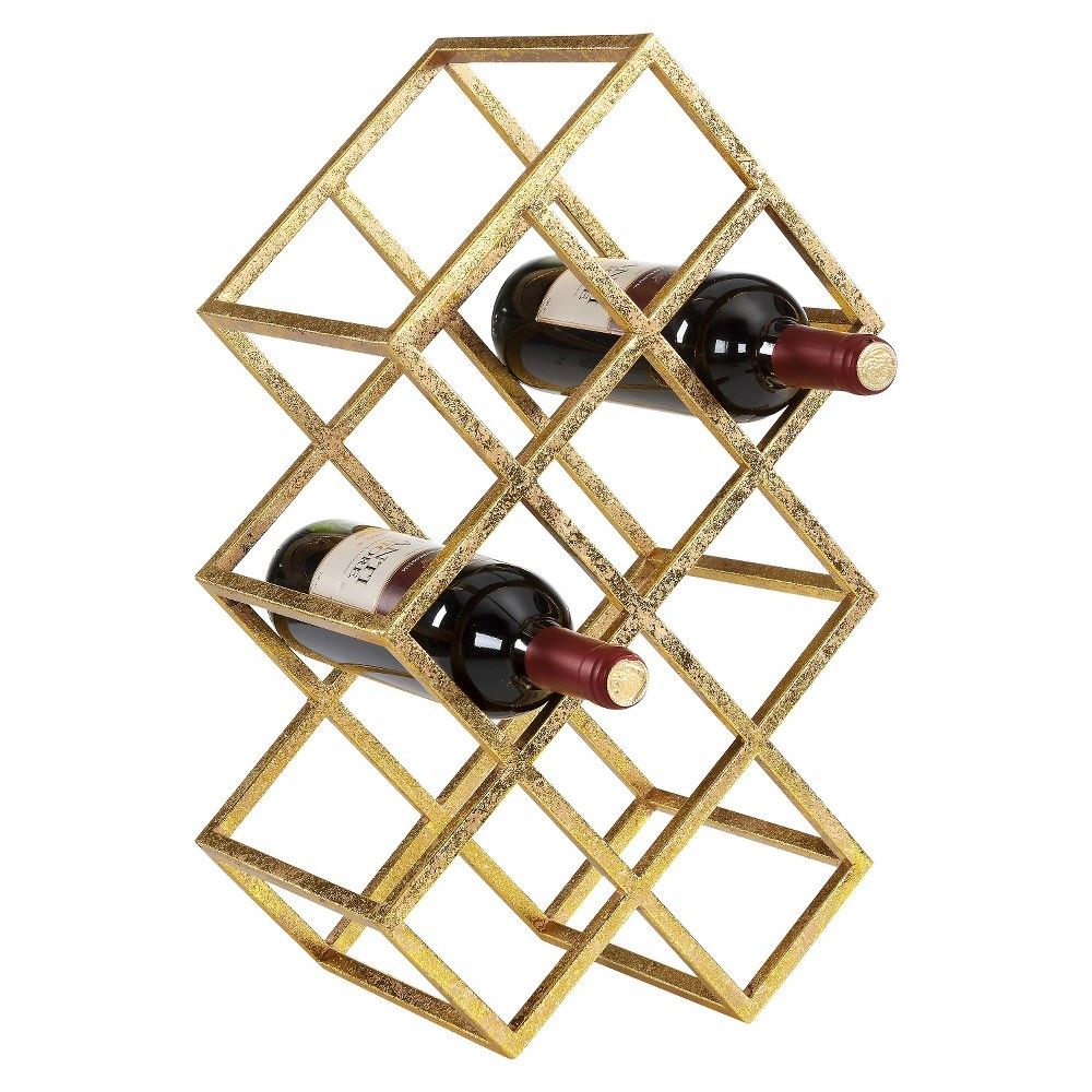 Danya B Sparkling 9 Wine Bottle Rack Gold | Target
