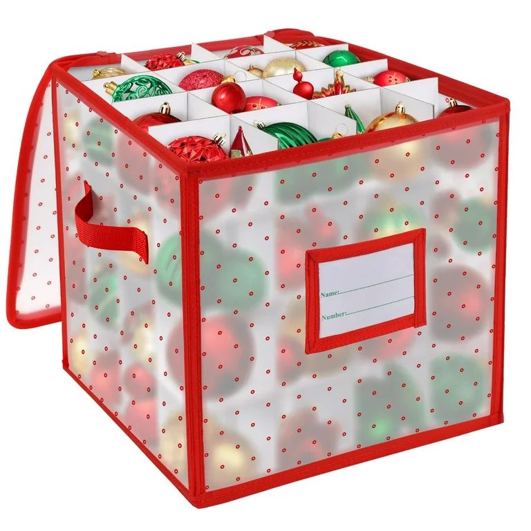 Ayieyill Christmas Ornament Storage Chest, Ornament Storage Box Ornament Organizer Holds 64 Balls... | Walmart (US)
