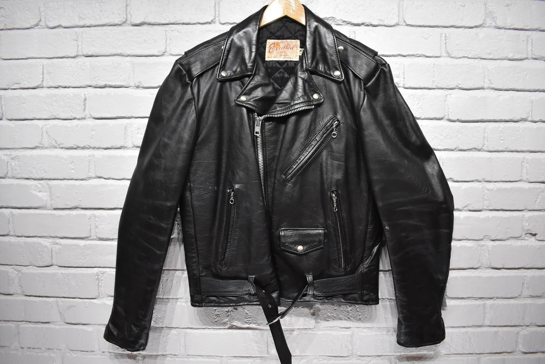 80s Excelled Leather Biker Jacket Size 42 Medium - Etsy | Etsy (US)
